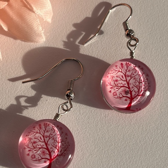 💖BOGO Pink Tree Of Life Ball Dangle Earring’s - Picture 4 of 6